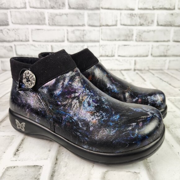 Alegria Sitka Women's US 7-7.5 EU 37 Black Zip Casual Slip Resistant Ankle Boots - Picture 1 of 10